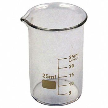 LAB SAFETY SUPPLY Beaker Low Form 25mL Non-Sterile PK12, 5YGY8