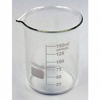 LAB SAFETY SUPPLY Beaker Low Form 150mL Non-Sterile PK12, 5YGZ1