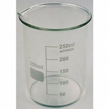 LAB SAFETY SUPPLY Beaker Low Form 250mL Non-Sterile PK12, 5YGZ2