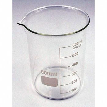 LAB SAFETY SUPPLY Beaker Low Form 600mL Non-Sterile PK6, 5YGZ5