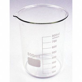 LAB SAFETY SUPPLY Beaker Low Form 800mL Non-Sterile PK6, 5YGZ6