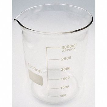 LAB SAFETY SUPPLY Beaker Low Form 3000mL Non-Sterile PK4, 5YGZ9