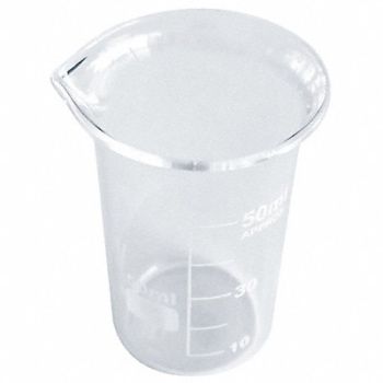 LAB SAFETY SUPPLY Beaker Tall Form 50mL Non-Sterile PK12, 5YHA1
