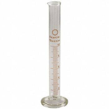LAB SAFETY SUPPLY Graduated Cylinder 10mL Glass PK12, 5YHX8