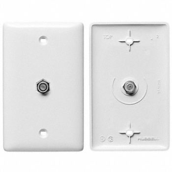 HUBBELL WIRING DEVICE-KELLEMS Video Wall Plate and Jack F Type White, 5YLW9