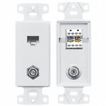 HUBBELL WIRING DEVICE-KELLEMS Wall Plate and Jack Cat 5e/F-Type White, 5YLX3
