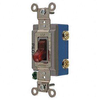 HUBBELL Pilot Lite Wall Swtch 3-Way 120/277V 15A, 5Z736