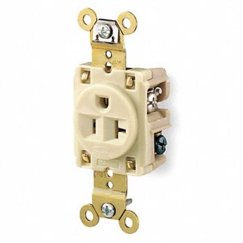 HUBBELL Receptacle Single 20A 5-20R 125V Ivory, 5Z814
