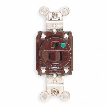 HUBBELL Receptacle Single 15A 5-15R 125V Brown, 5Z821