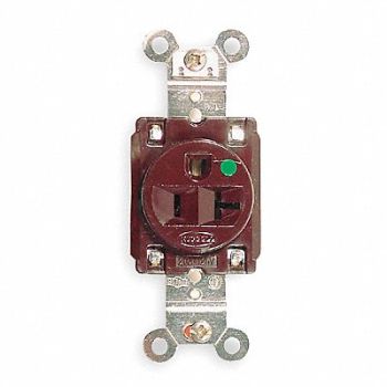 HUBBELL Receptacle Single 20A 5-20R 125V Brown, 5Z822