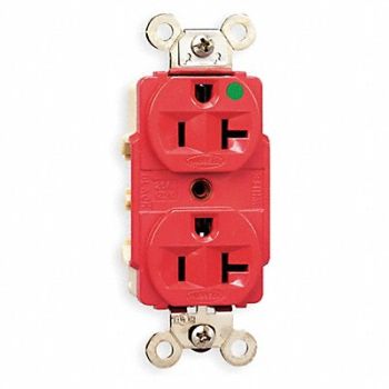 HUBBELL Receptacle Duplex 20A 5-20R 125V Red, 5Z824