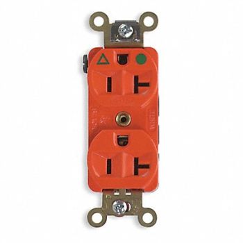 HUBBELL Receptacle Duplex 20A 5-20R 125V Orange, 5Z828
