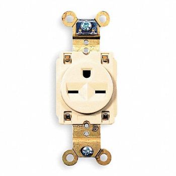 HUBBELL Receptacle Single 15A 6-15R 250V Ivory, 5Z832