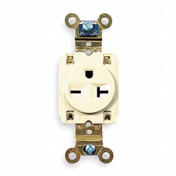 HUBBELL Receptacle Single 20A 6-20R 250V Ivory, 5Z833