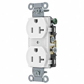 HUBBELL Receptacle Duplex 20A 5-20R 125V White, 5Z835