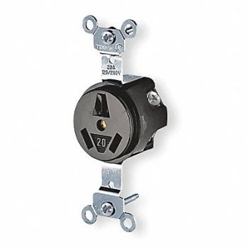 HUBBELL Receptacle Single 20A 10-20R 250V Black, 5Z839