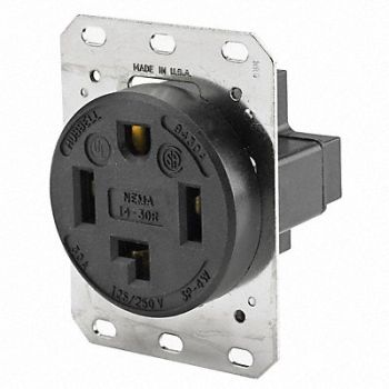 HUBBELL Receptacle Single 30A 14-30R 250V Black, 5Z883