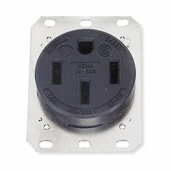 HUBBELL Receptacle Single 50A 14-50R 250V Black, 5Z885