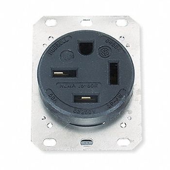 HUBBELL Receptacle Single 50A 15-50R 250V Black, 5Z891