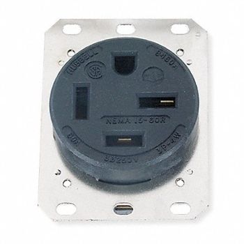 HUBBELL Recept Blk Noir 60 A 3P4W Bk Sd 1PK, 5Z893