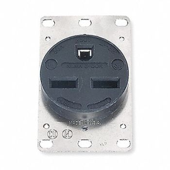 HUBBELL Receptacle Single 30A 6-30R 250V Black, 5Z895
