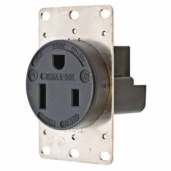 HUBBELL Receptacle Single 50A 6-50R 250V Black, 5Z897
