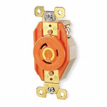 HUBBELL Locking Receptacle Industrial 30 Orange, 5Z903