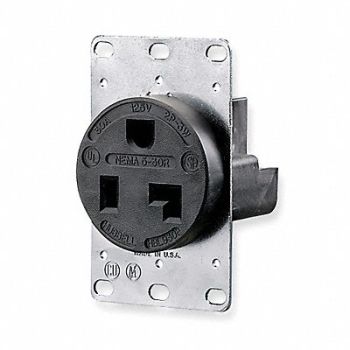 HUBBELL Receptacle Single 30A 5-30R 125V Black, 5Z904