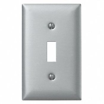 HUBBELL Tgl Switch Wll Plt Stnd Silver 1Gng Brsh, 5Z992