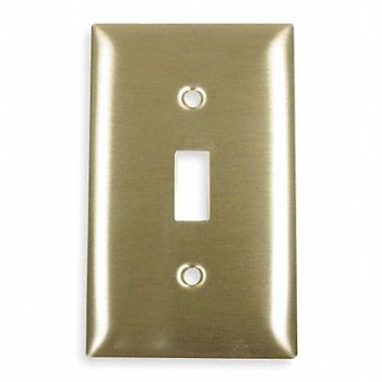 HUBBELL Tgl Switch Wll Plt Stnd Brass 1Gng Brsh, 5Z993