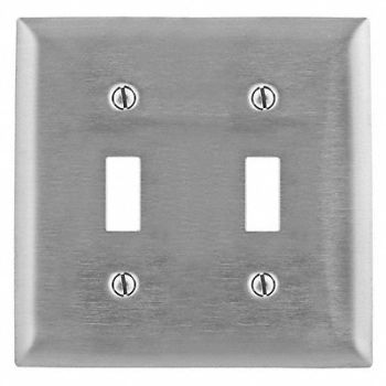 HUBBELL Tgl Switch Wll Plt Stnd Silver 2Gng Brsh, 5Z995