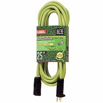 CAROL Extension Cord 25ft 12Ga 15A SJOW Grn, 5ZDD2