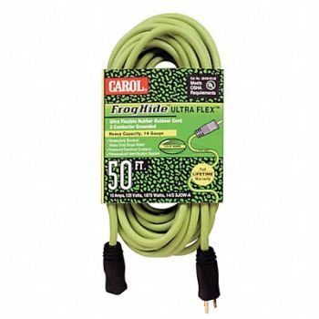 CAROL Extension Cord 50ft. 12/3 15A SJOW Green, 5ZDD3
