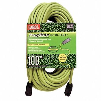CAROL Extension Cord 100ft 12Ga 15A SJOW Grn, 5ZDD4