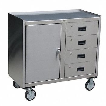 JAMCO Mobile Cabinet Workbench SS 37 W 21 D, 5ZGK0