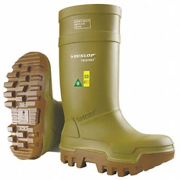 DUNLOP D9542 Rubber Boot Men s 15 Knee Green PR, 5ZKJ5