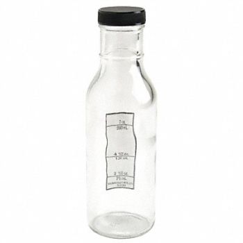 GRAINGER APPROVED Graduated Bottle 355mL Glass Narrow, 5ZPY1