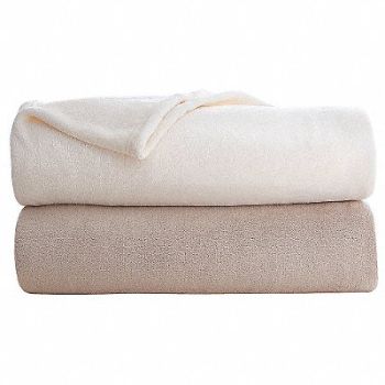 MARTEX D9497 Fleece Blanket King 108x90 in Khaki PK4, 5ZXY3
