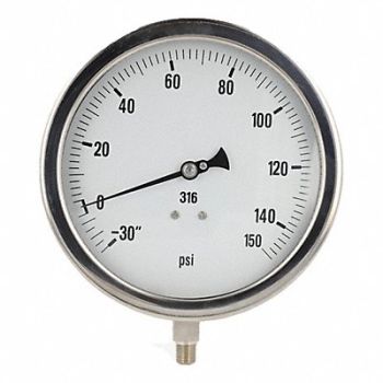 PIC GAUGES Compound Gauge Heavy Duty 6 In 30/0/160, 20TX61