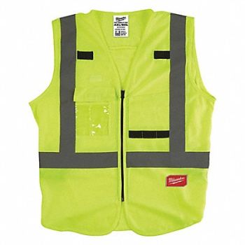 MILWAUKEE Safety Vest High Visibility Yellow, 60AG96