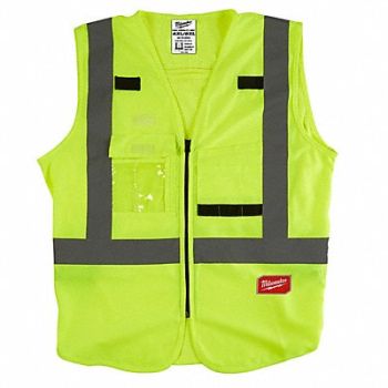 MILWAUKEE Safety Vest High Visibility Yellow, 60AG97