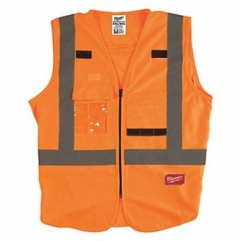 MILWAUKEE Safety Vest High Visibility Orange, 60AG98