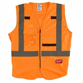 MILWAUKEE Safety Vest High Visibility Orange, 60AG99