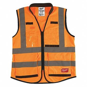 MILWAUKEE Safety Vest High Visibility Orange, 60AH03