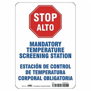 CONDOR Bilingual Temperature Screening Sign, 60DA63