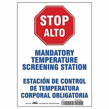 CONDOR Bilingual Temperature Screening Sign, 60DA64