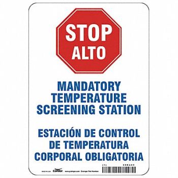 CONDOR Bilingual Temperature Screening Sign, 60DA65