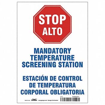 CONDOR Bilingual Temperature Screening Sign, 60DA67
