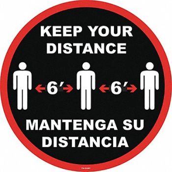 STRANCO INC Social Distancing Sign 12 H 12 W PVC, 60EG21