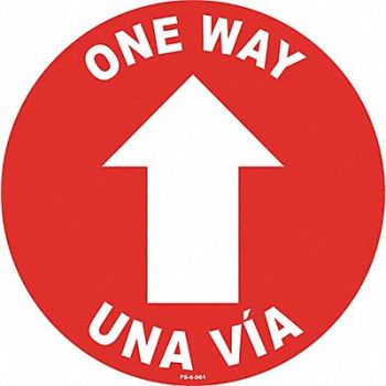 STRANCO INC One Way Sign 6 H 6 W PVC Circle, 60EG23